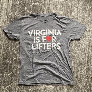 Virginia Is For Lifters T-Shirt - Extremely Soft - Large - Unisex - Grey
